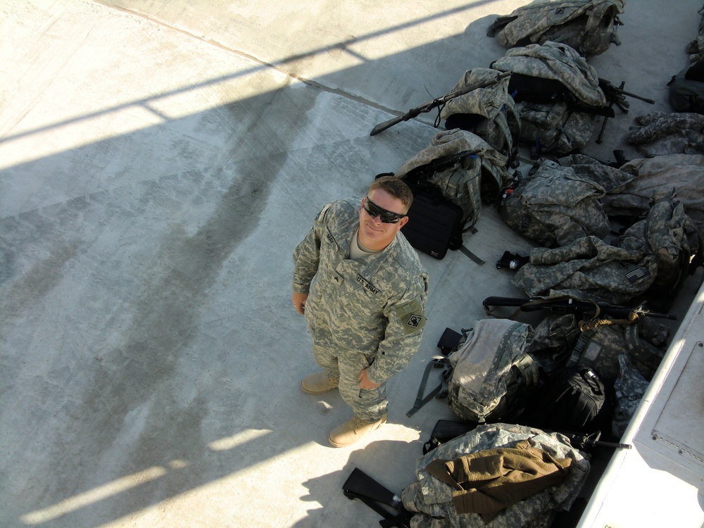 Sgt. May guards bags