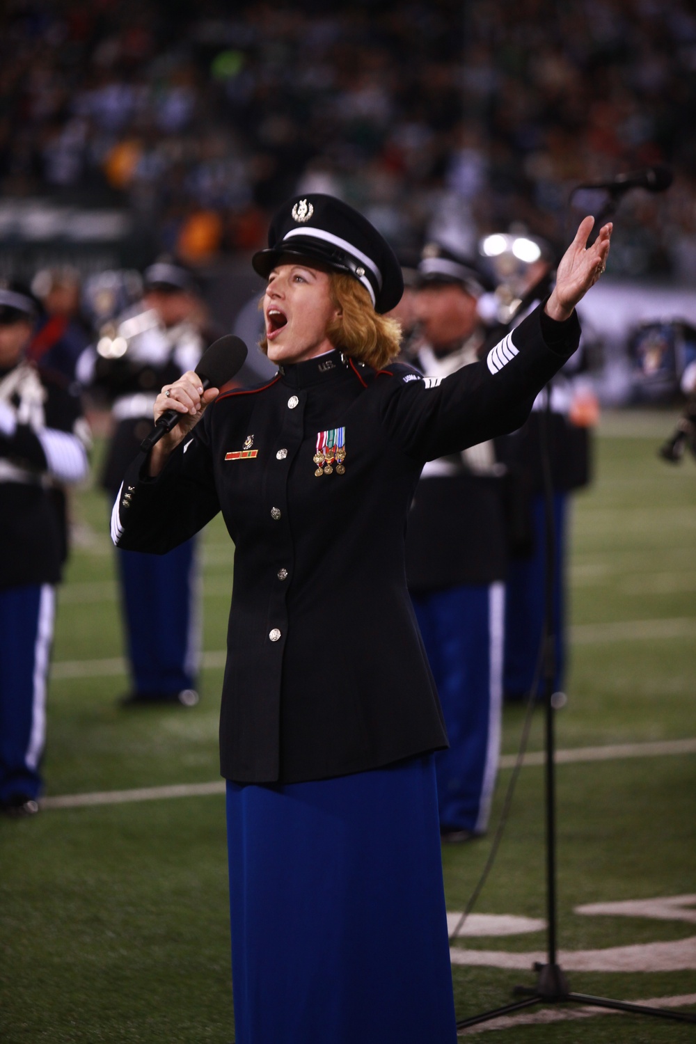 United States Military Academy's West Point Band plays New York Jets halftime show