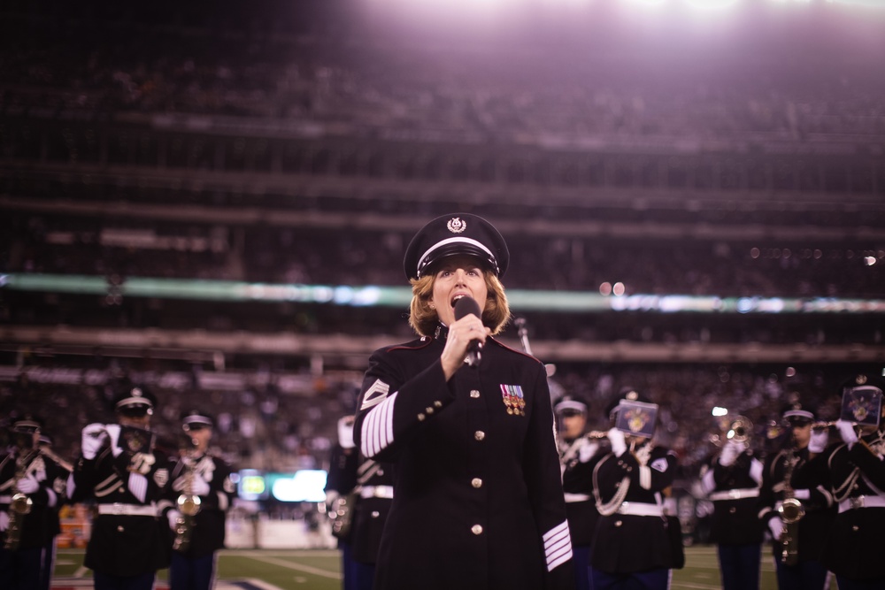United States Military Academy's West Point Band plays New York Jets halftime show