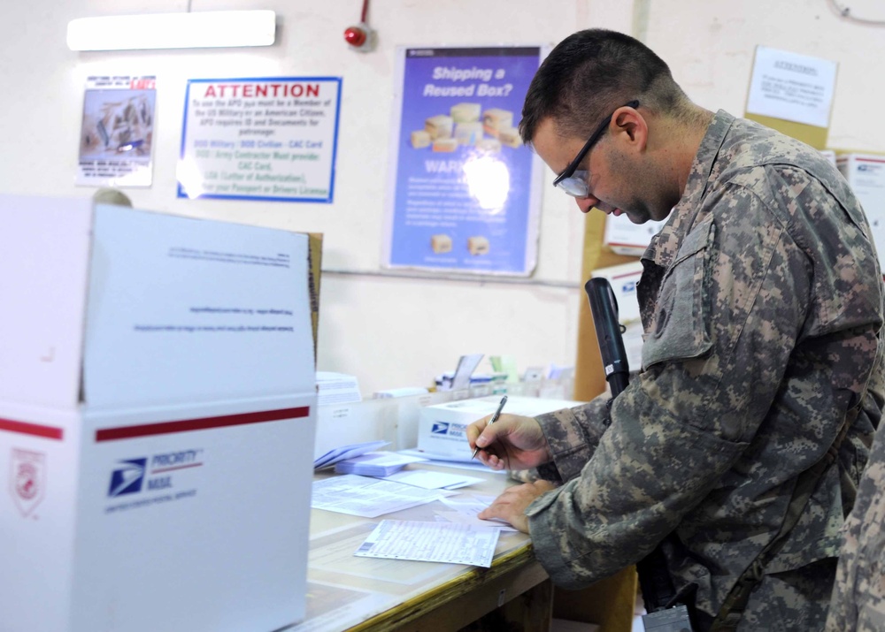 Postal services stop for service members another sign service members are heading home
