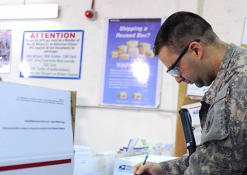 Postal services stop for service members another sign service members are heading home