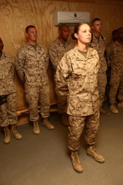 Meritorious promotion, re-enlistment in a combat zone: one Marine does it all