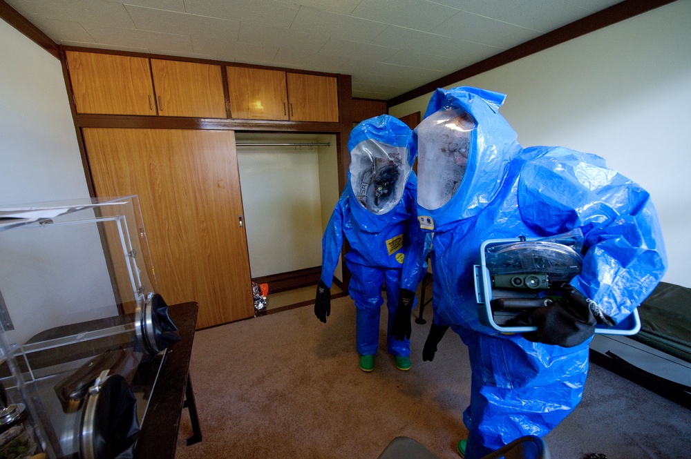 374th CES tests for CBRN agents during medical exercise