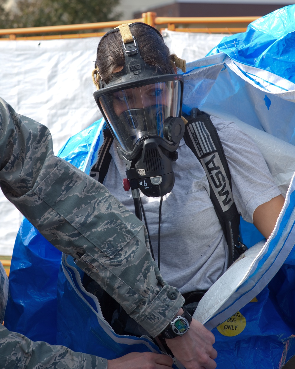 374th CES tests for CBRN agents during medical exercise