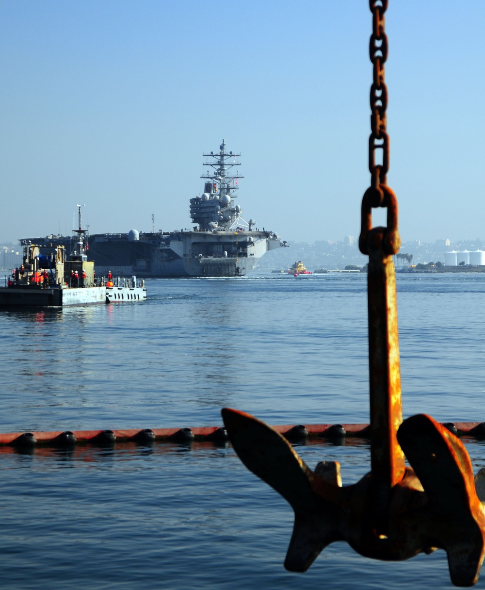 USS Ronald Reagan transits San Diego Bay