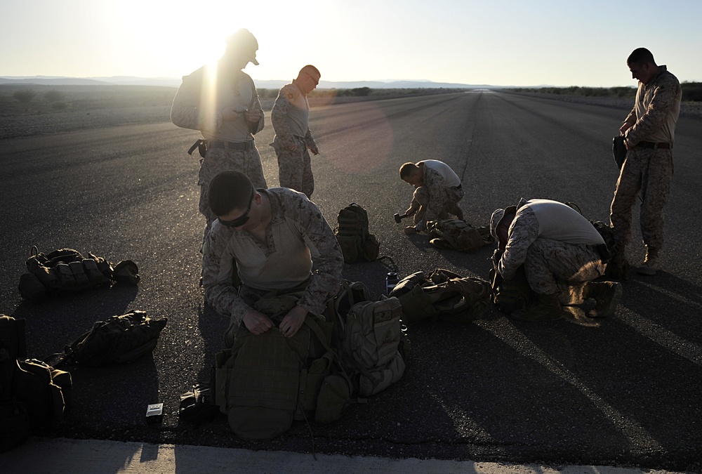 US Marines set up austere landing zone