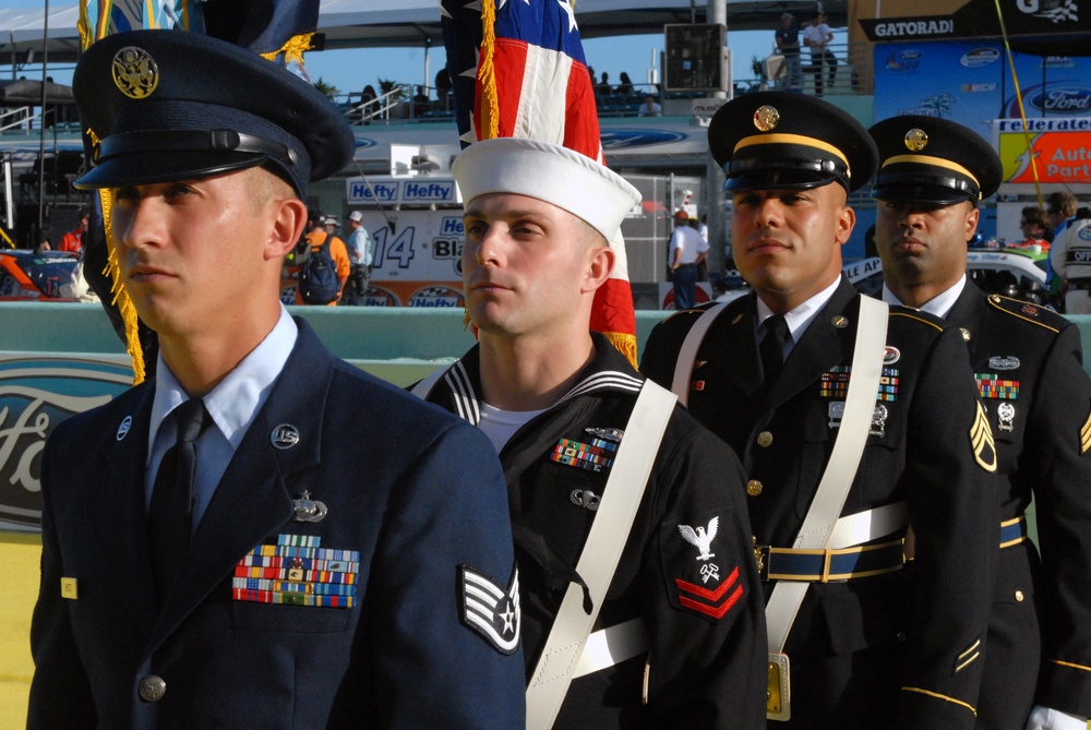 Military color guard kicks off NASCAR race at Homestead-Miami Speedway