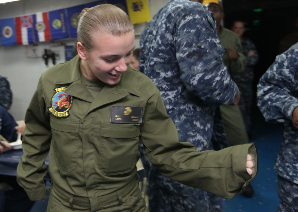 Ice cream social aboard USS Makin Island