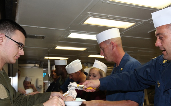 Ice cream social aboard USS Makin Island