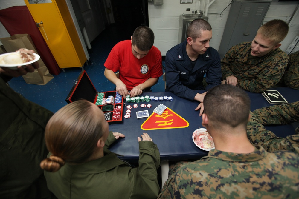 Ice cream social aboard USS Makin Island