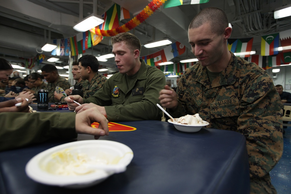 Ice cream social aboard USS Makin Island