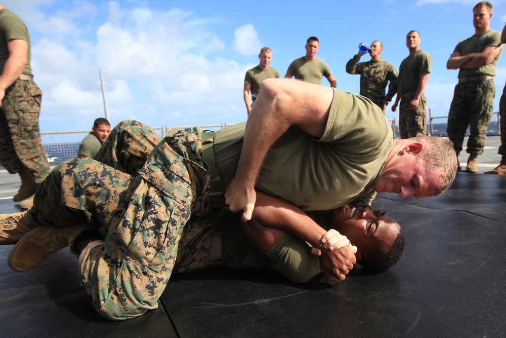 Martial arts training aboard USS Pearl Harbor