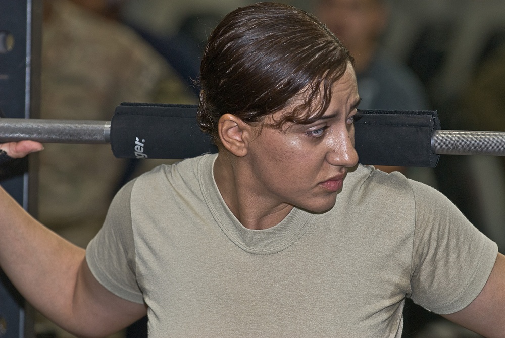 Soldiers push their bodies to the limits during powerlifting competition in Afghanistan