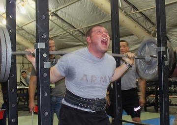 Soldiers push their bodies to the limits during powerlifting competition in Afghanistan