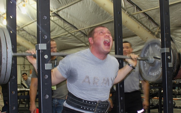 Soldiers push their bodies to the limits during powerlifting competition in Afghanistan