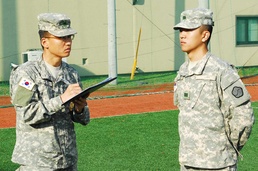 Area IV soldiers participate in a drill and ceremony competition