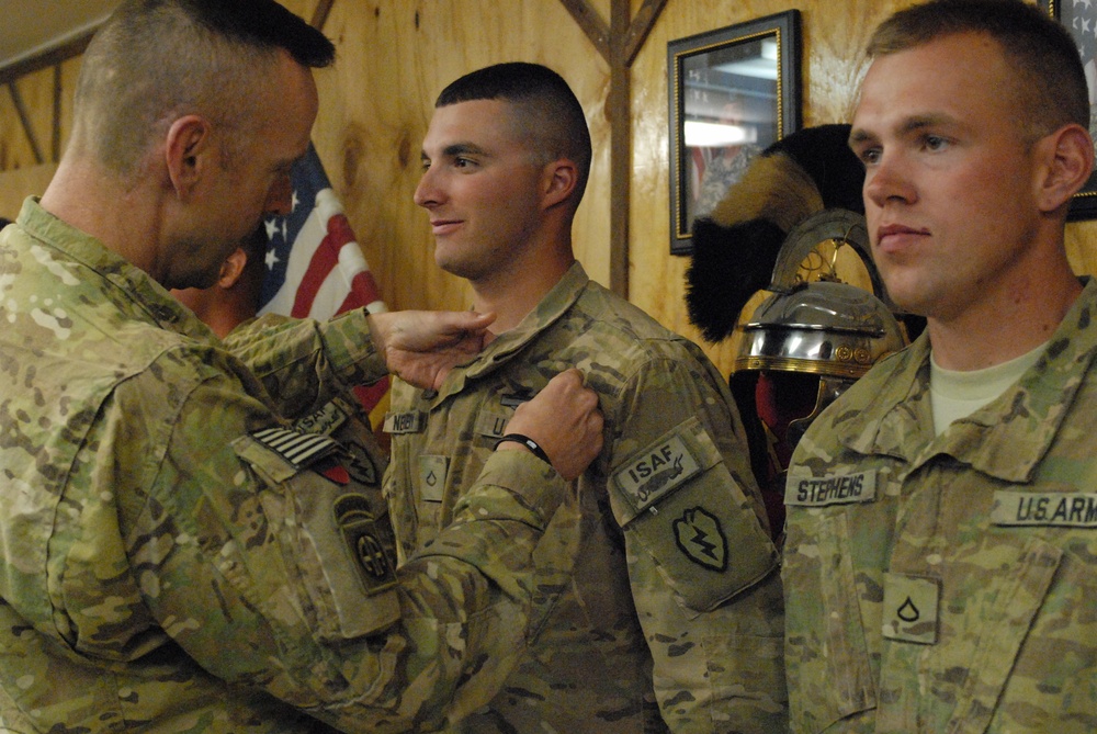Thankful for an opportunity to serve their nation – 1/24th soldiers awarded combat badges in Thanksgiving Day Ceremony