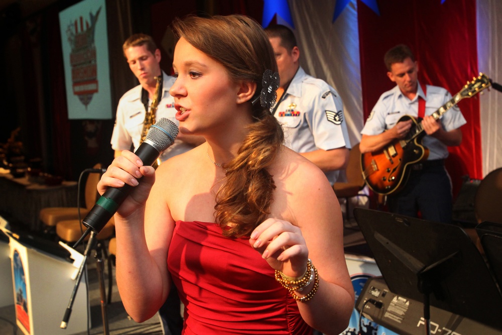 Air Force Band of Liberty performs at the air show