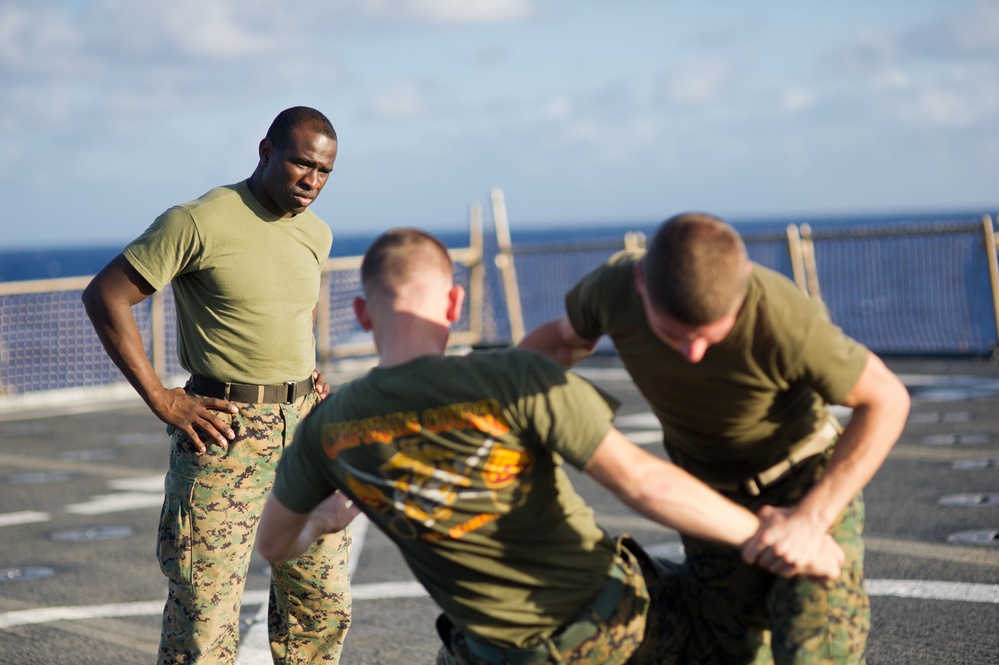 Martial arts training aboard USS Pearl Harbor