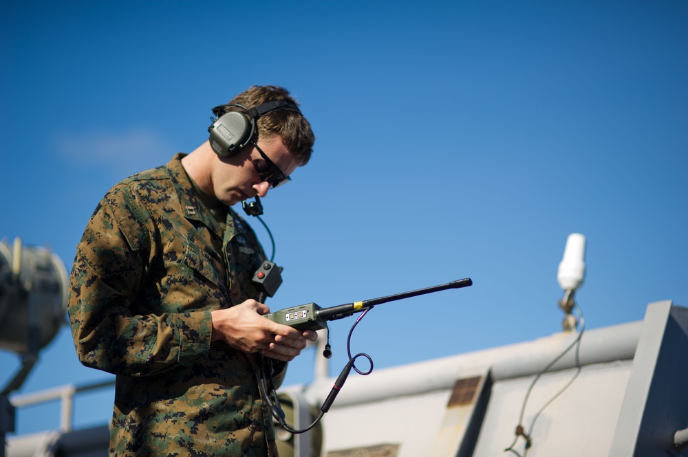 Communications check aboard USS Pearl Harbor