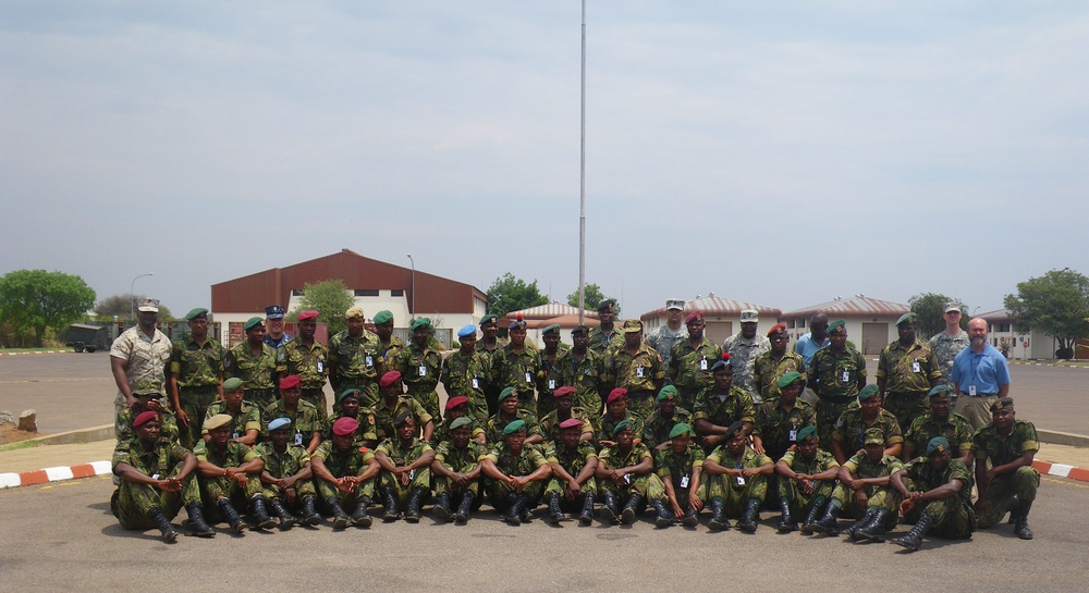 USARAF officer leads a bilateral military intelligence training for Botswana Defense Force soldiers