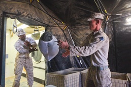 Water Dogs pump, purify fresh water for parched troops