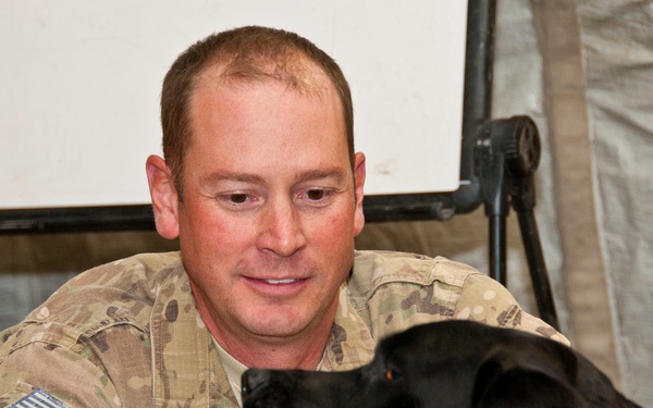 Combat stress dog visits 73rd EACS