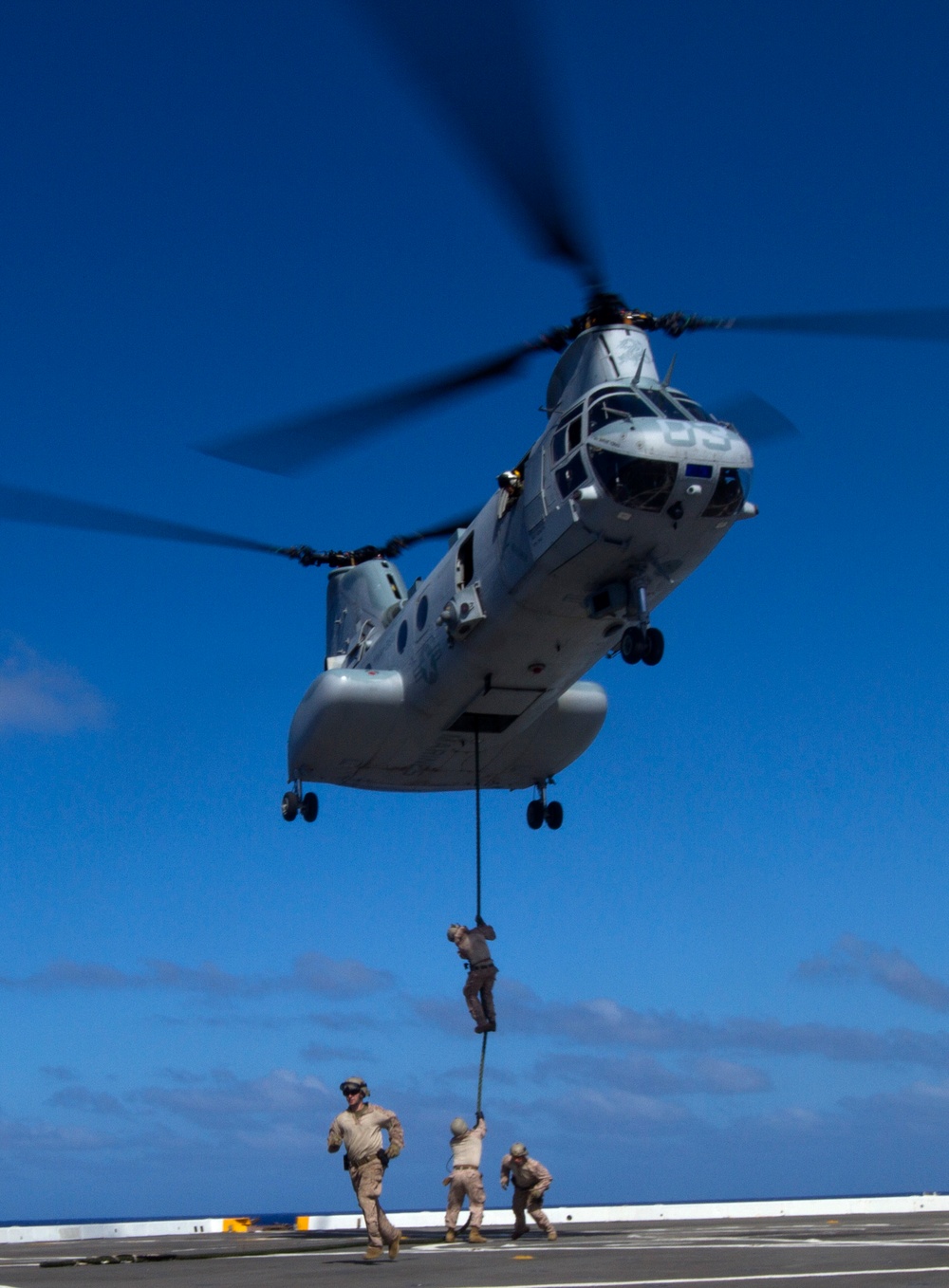 Raid force fast-ropes aboard USS New Orleans
