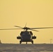 Blackhawk taxis at sunset