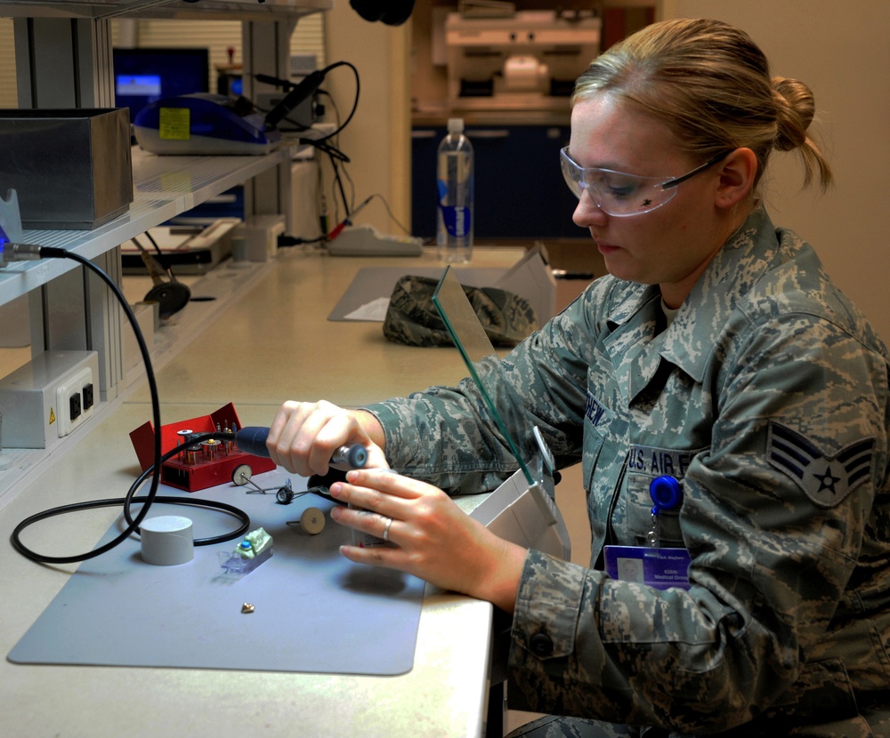 Dental lab technicians at work