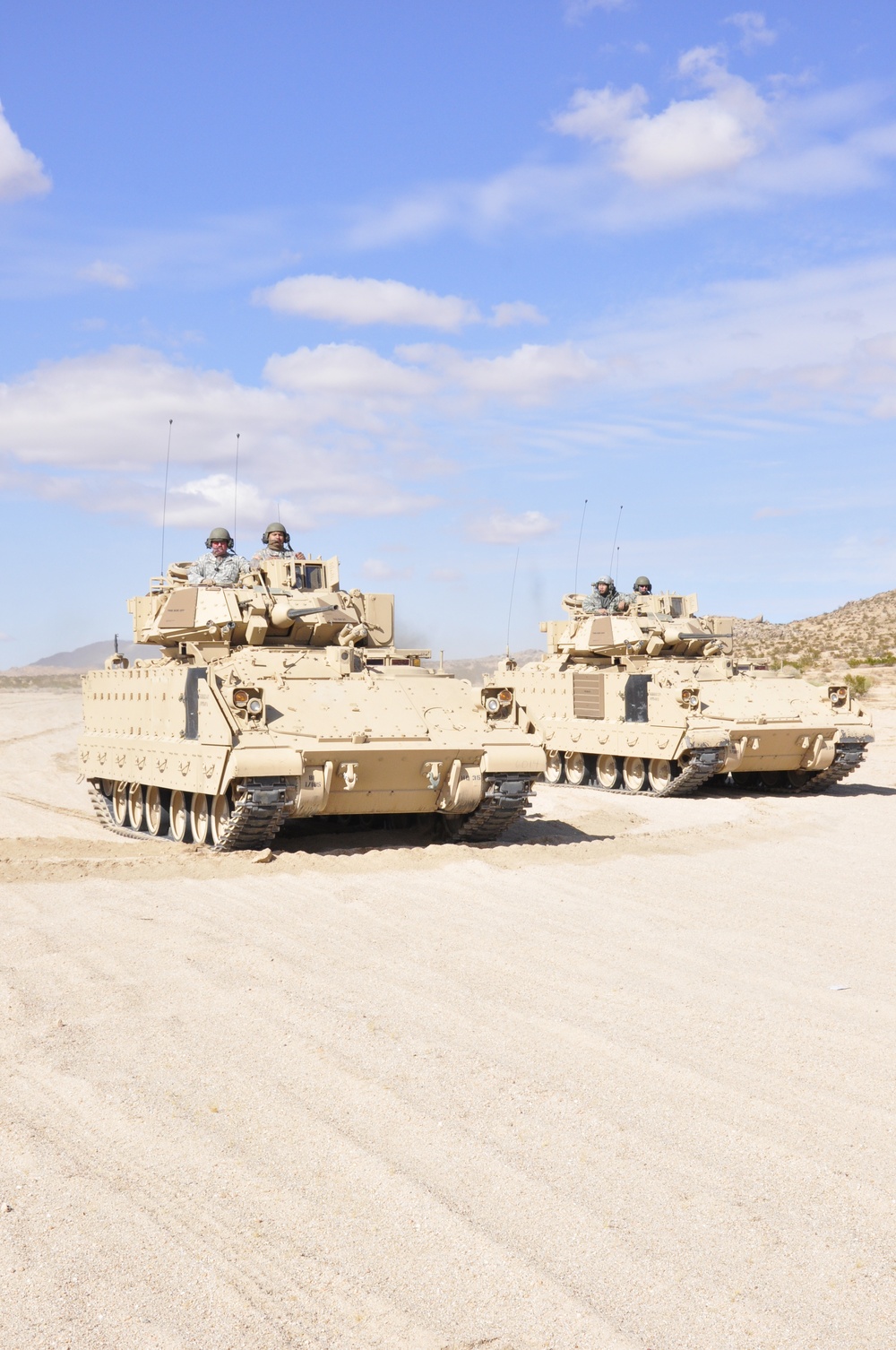 California's only National Guard armored unit displays their might during maneuvers at Fort Irwin's National Training Center