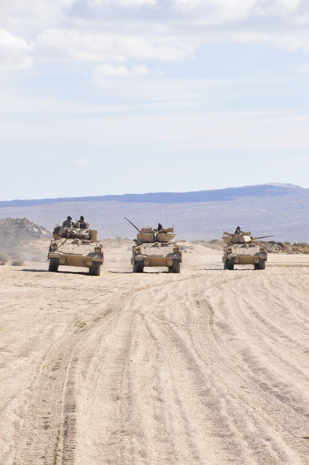 California's only National Guard armored unit displays their might during maneuvers at Fort Irwin's National Training Center