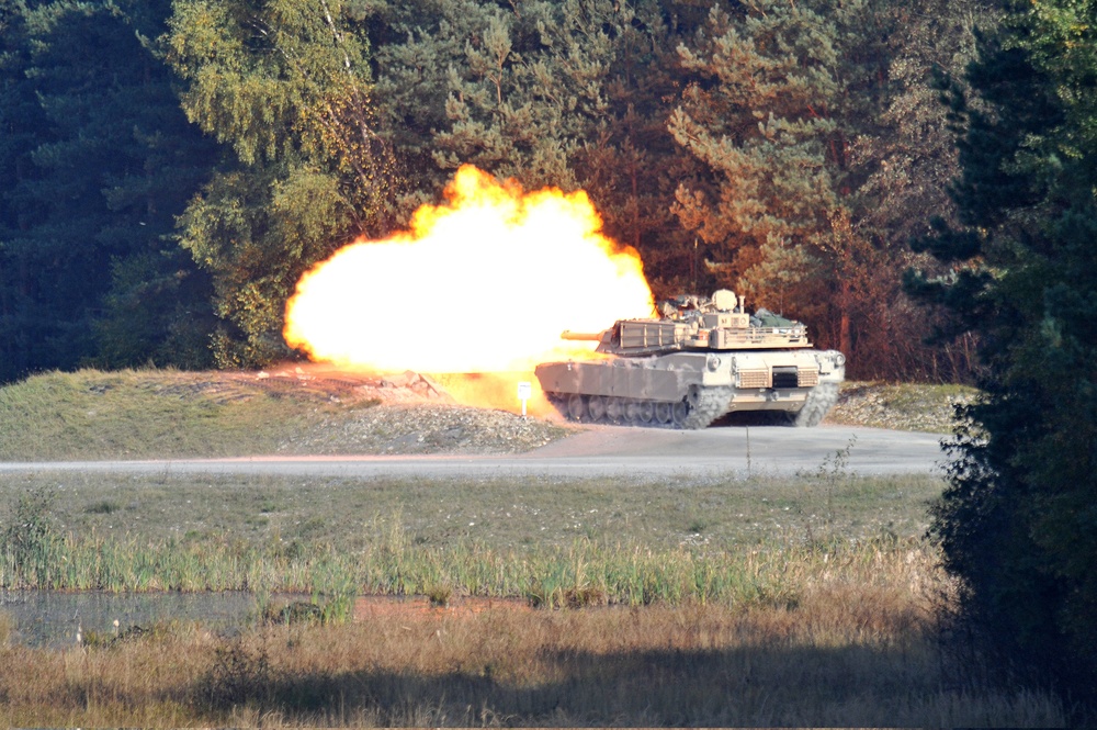 Live fire training exercise with M1 Abrams tanks