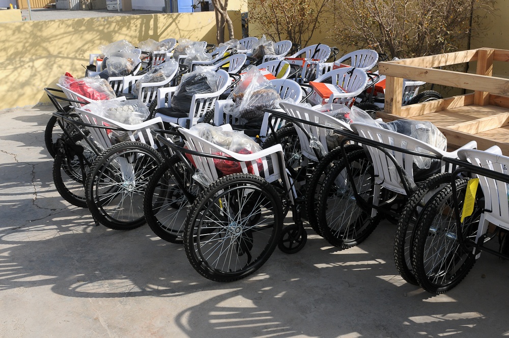 Wheelchairs for distribution at the Zharay District Center