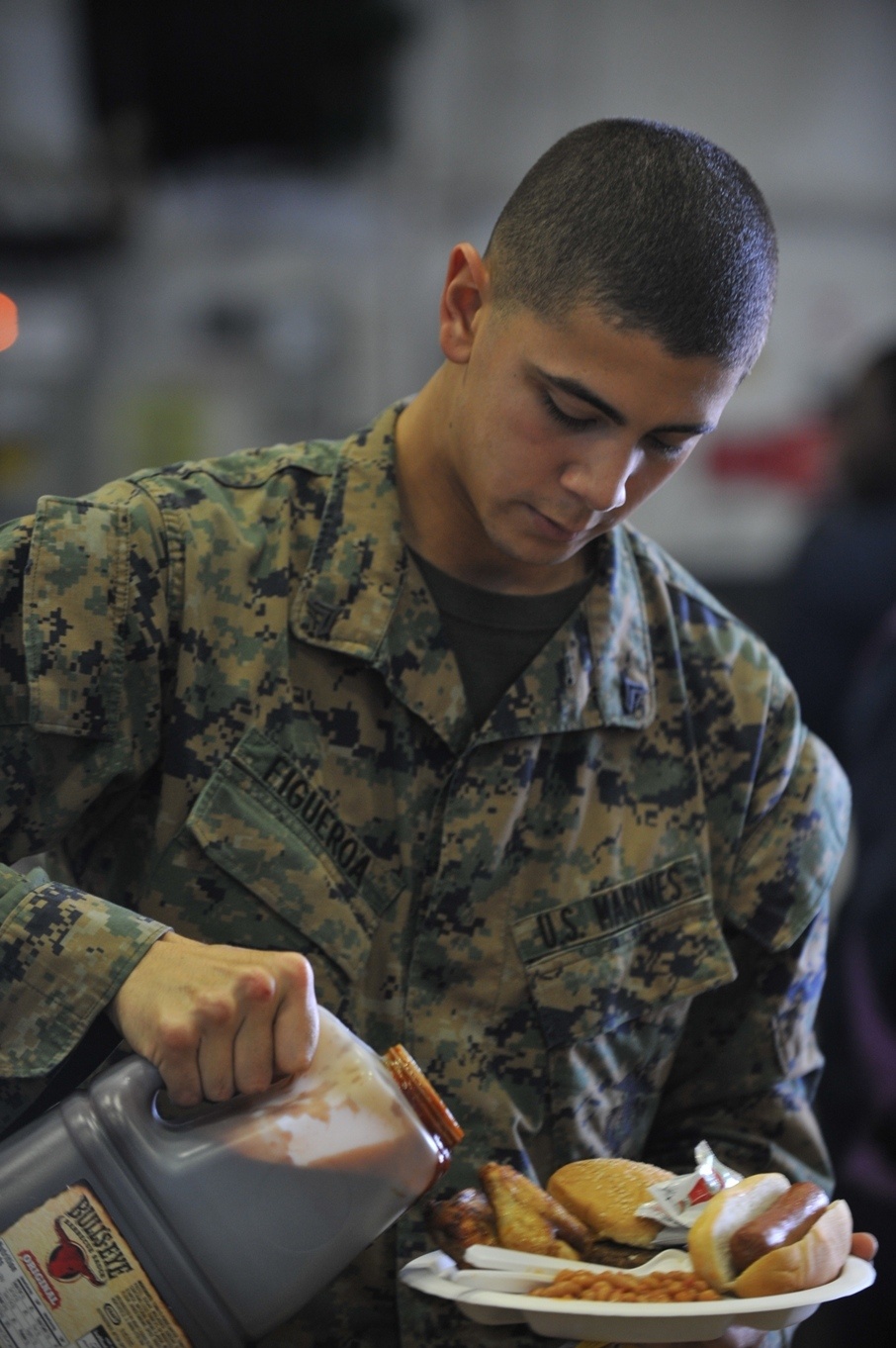 Service members barbecue at sea