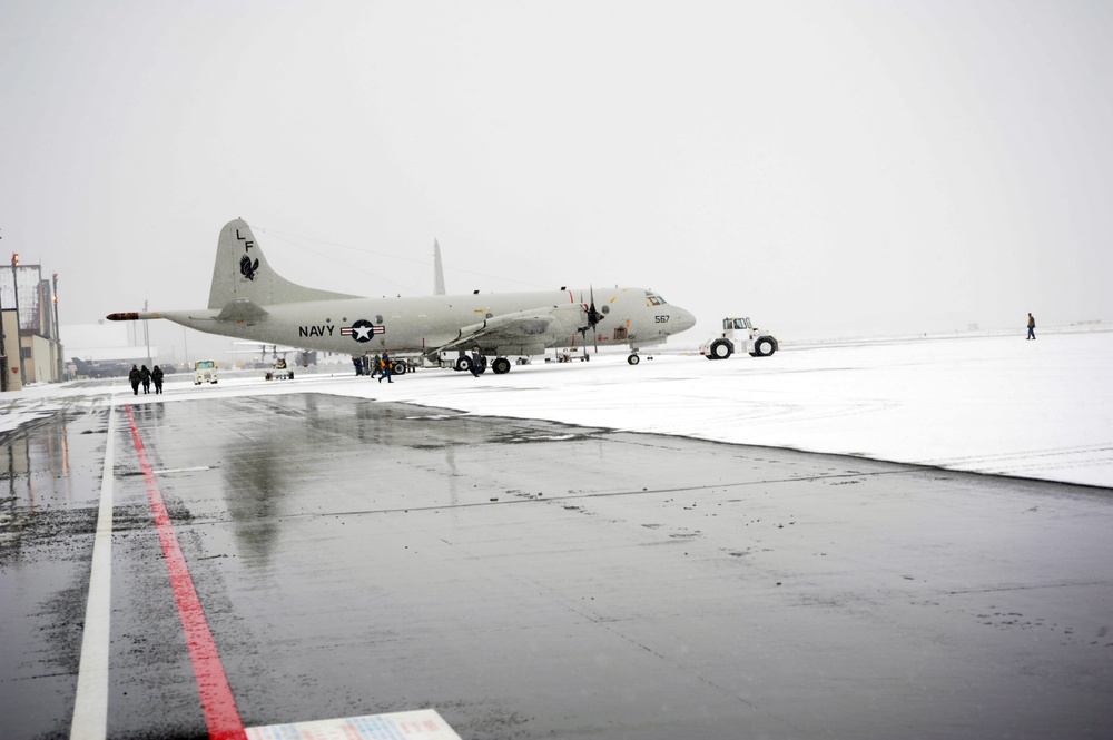 Flightline activity on board Naval Air Facility Misawa