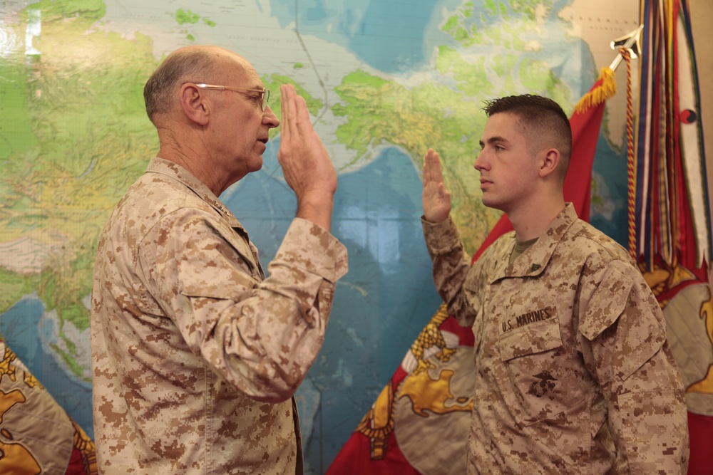 Cpl. Joshua Adams re-enlistment