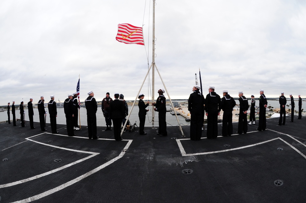 Morning colors aboard USS George H.W. Bush