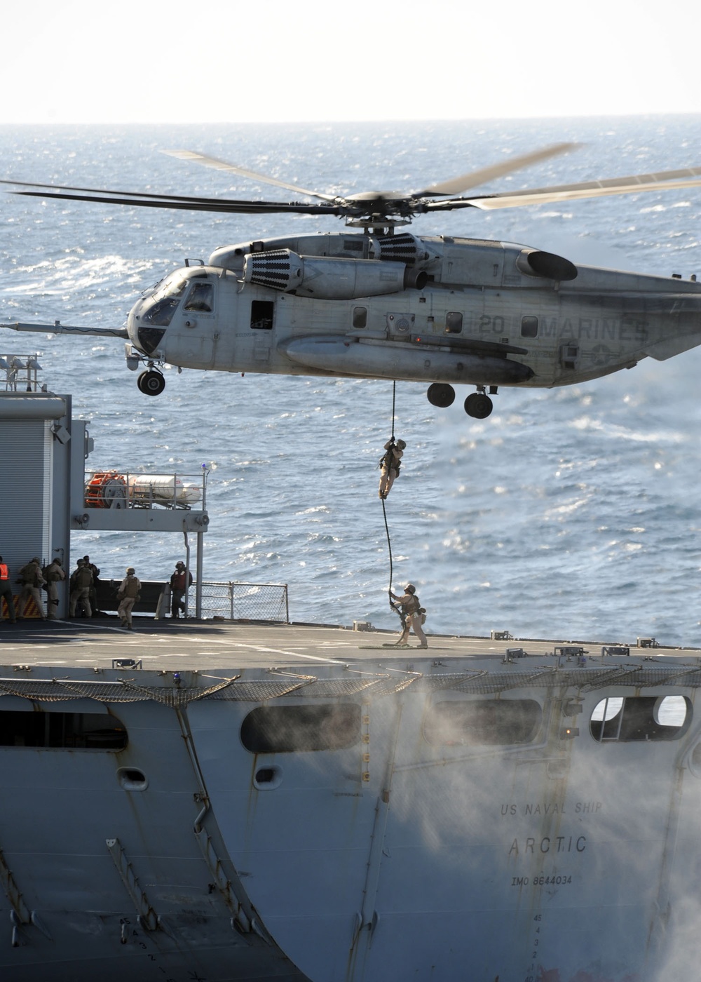 24 MEU Marines fast rope from CH-53 Super Stallion