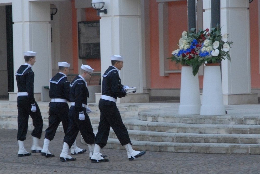 NSA Naples color guard prepare for Pearl Harbor ceremony