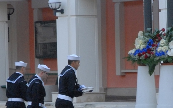NSA Naples color guard prepare for Pearl Harbor ceremony