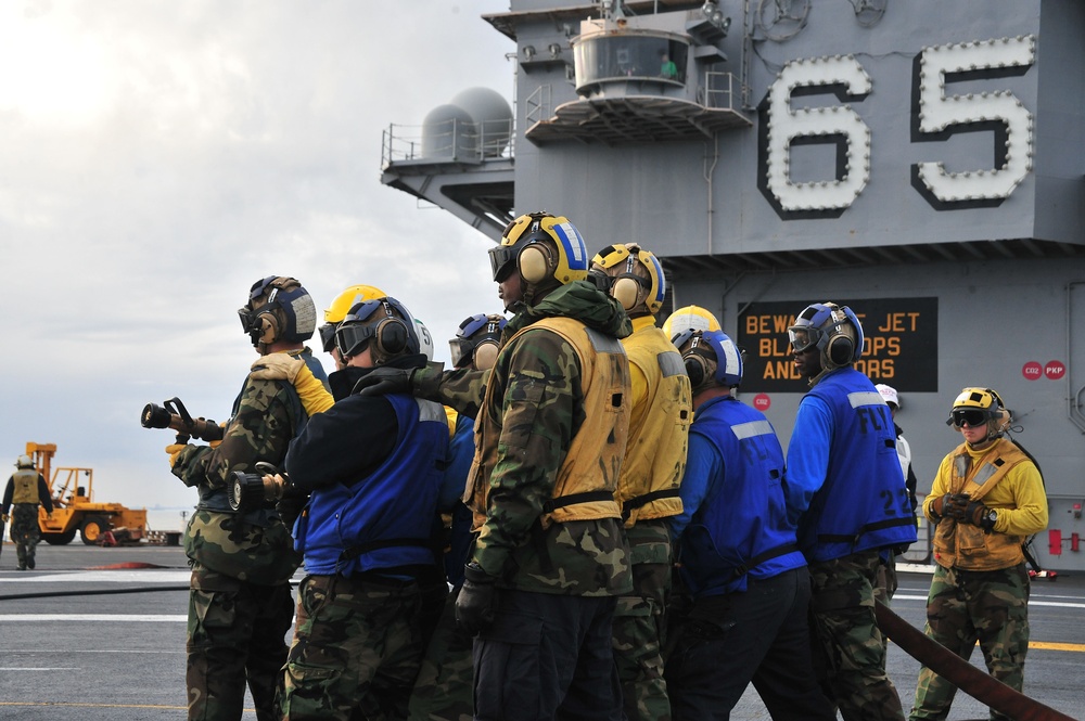 USS Enterprise flight deck drill