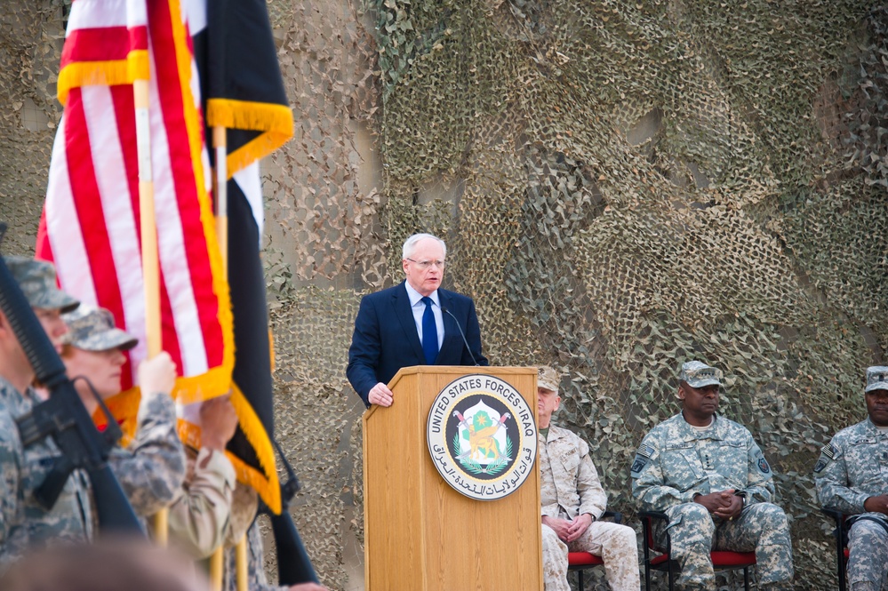 US Ambassador to Iraq James Jeffrey at USF-I End of Mission Ceremony