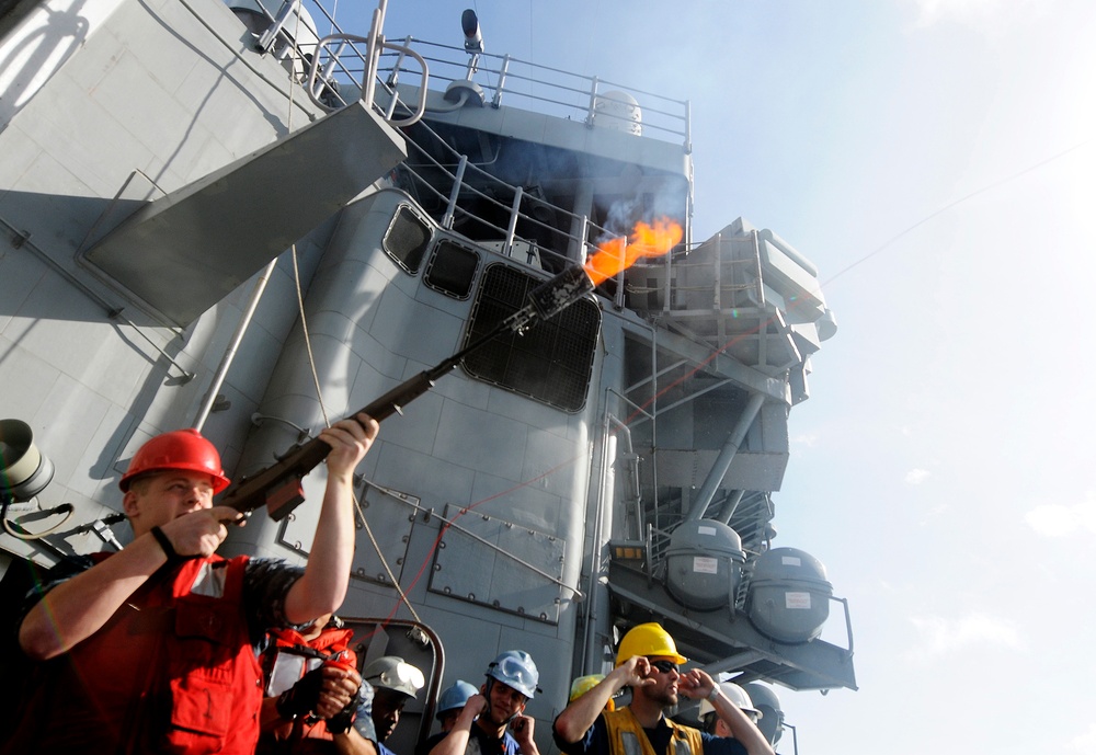 USS Bunker Hill conducts replenishment at sea