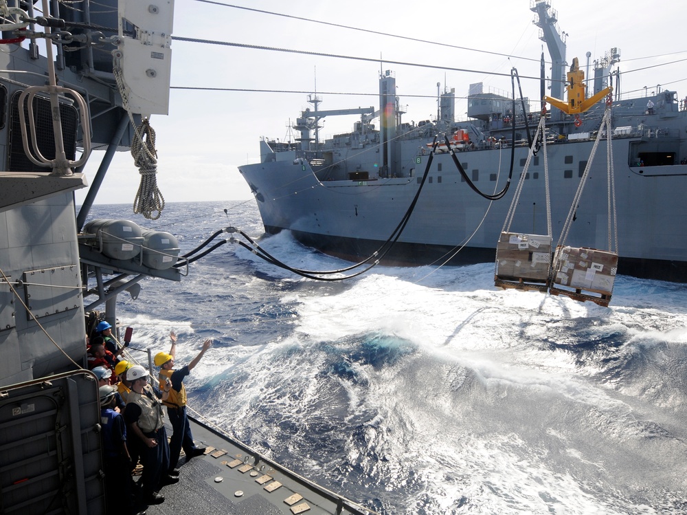 USS Bunker Hill conducts replenishment at sea