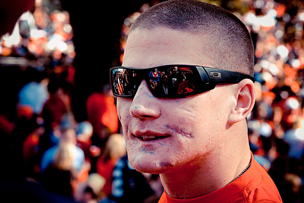 Wounded Warrior supported by community, recognized at Iron Bowl