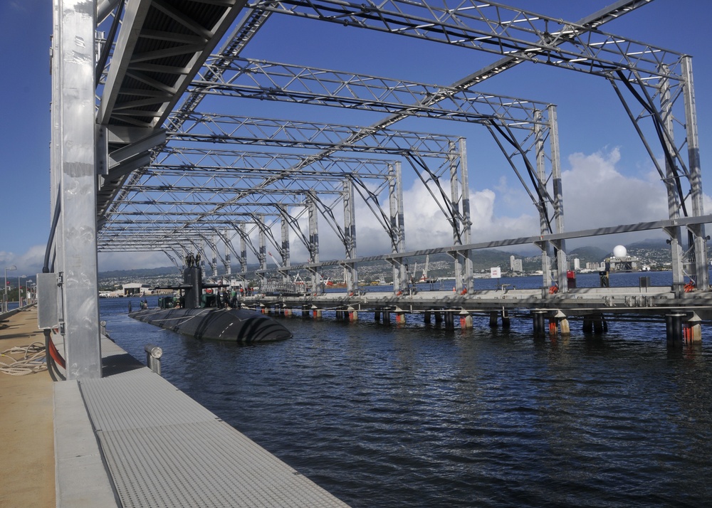 USS Olympia conducts first new drive-in submarine magnetic silencing facility