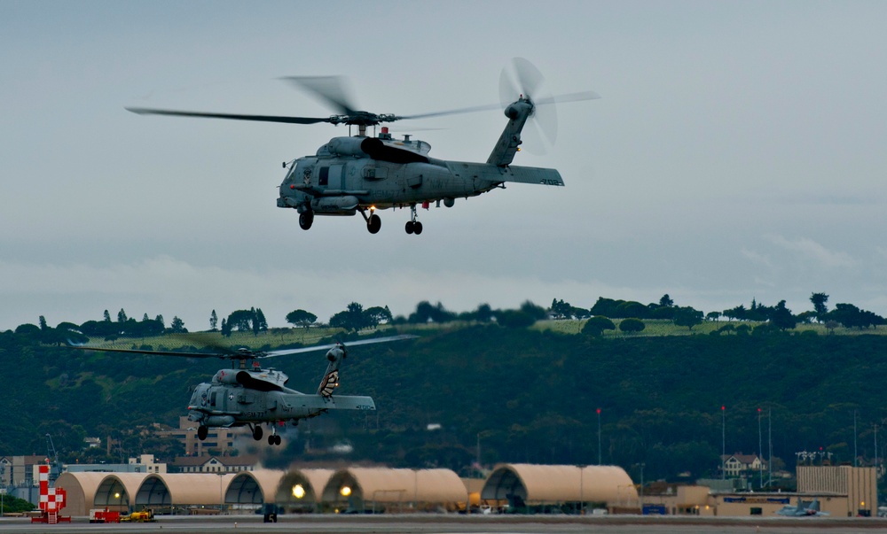 MH60R Sea Hawks take off from Naval Air Station North Island