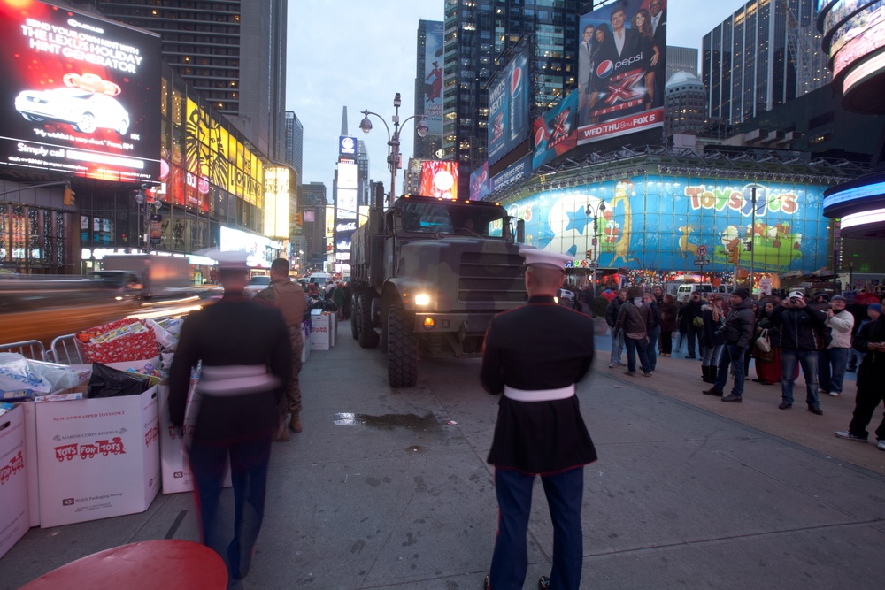 Marines hold final toy drive in Times Square with tactical vehicles