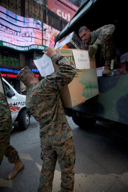 Marines hold final toy drive in Times Square with tactical vehicles